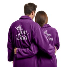 Personalised Top Dad Mom Bathrobe – Custom Embroidered Grandma Grandpa with Crown Design – Unisex Spa & Hotel Robe